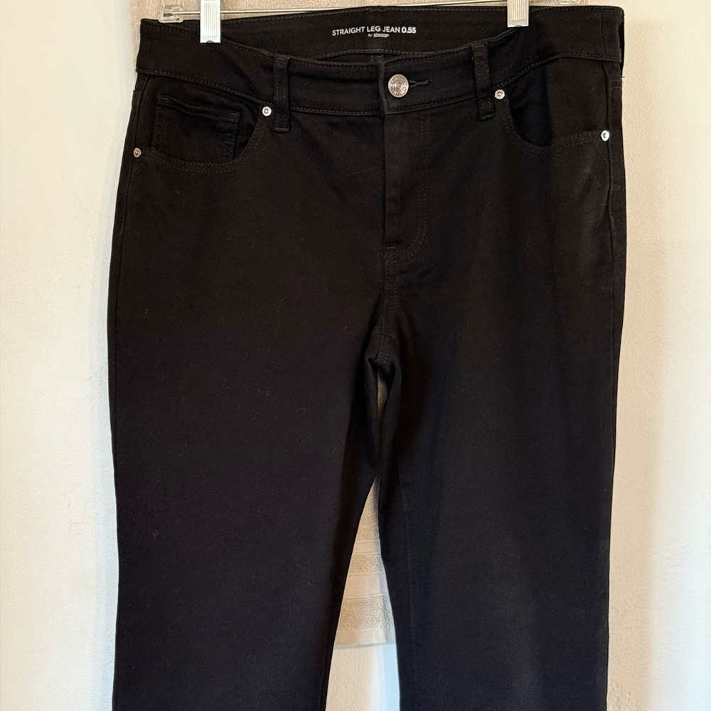 Chicos Black and Denim Straight Leg Jeans